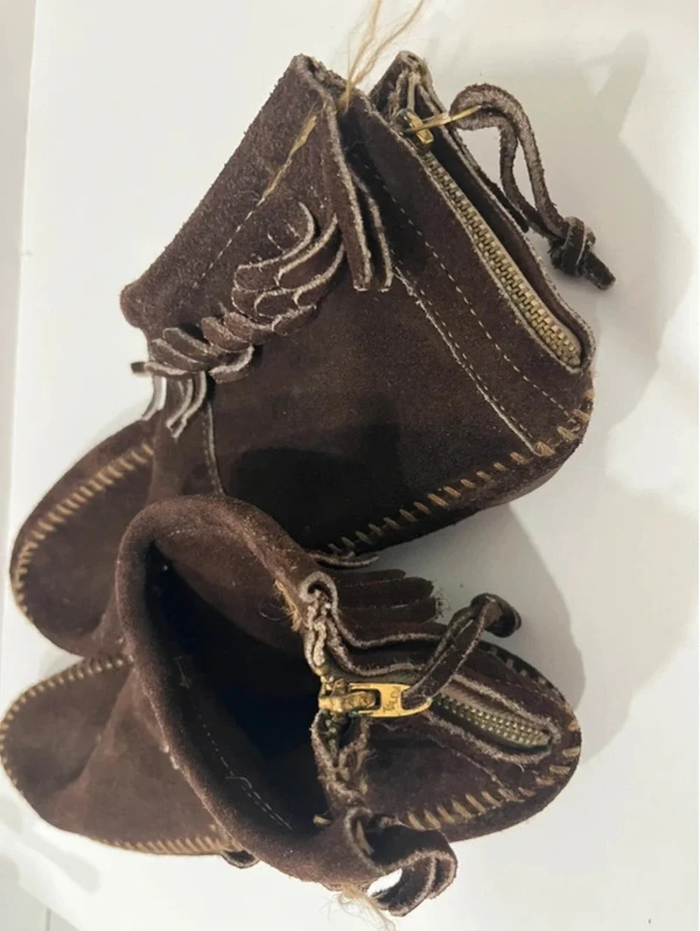 Unbranded Moccasin Brown Suede Leather Fringe Ankel Zipper Booties Women Girl